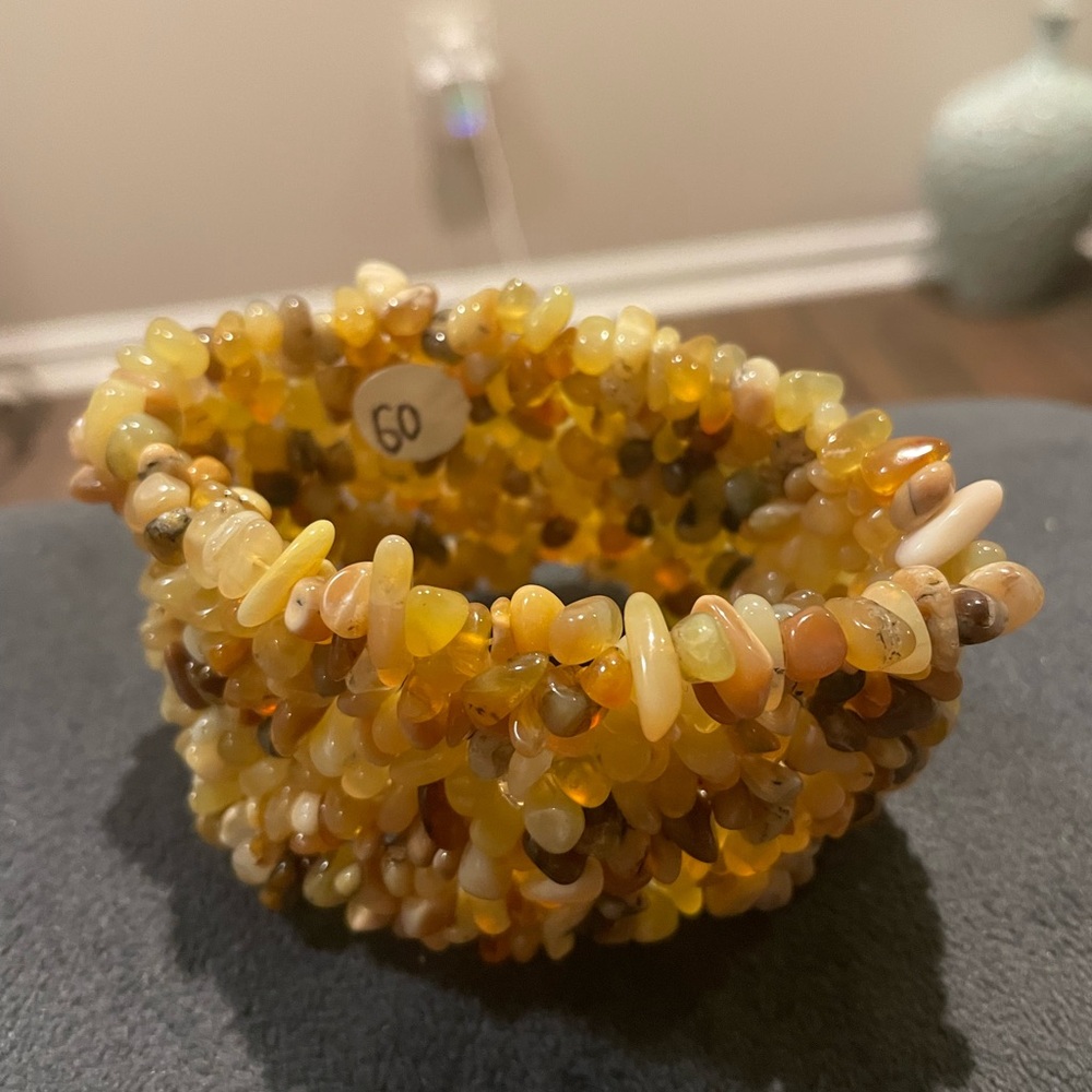 Yellow Gem Stone Opal Wide Bracelet